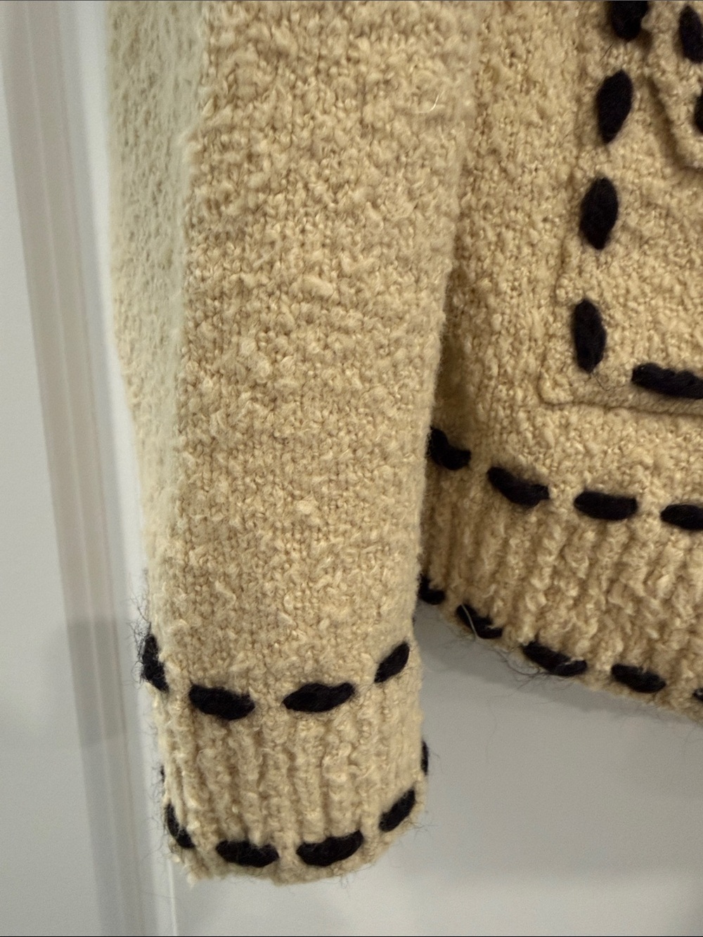 The Open Product Cream Knit Button Cardigan with Black Trim Korean sz 1. Sz xs/s - Picture 6 of 9